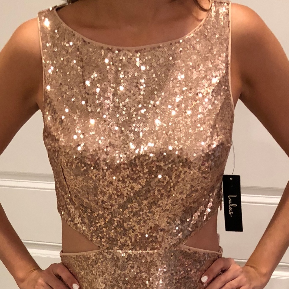 Gorgeous gold sequin long formal dress
